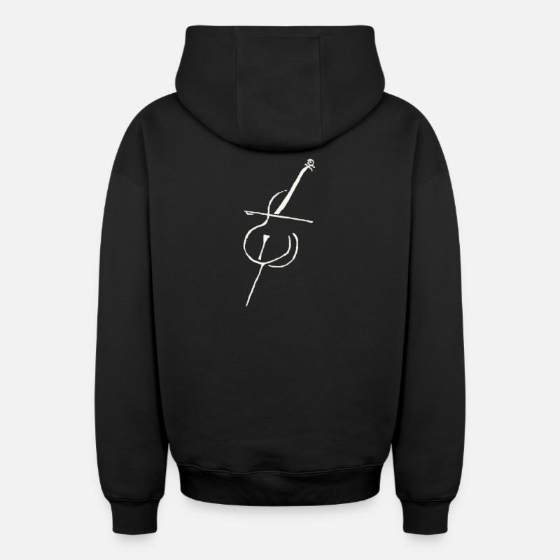 Violoncelle blanc pur - Sweat à capuche unisexe zippé oversize épais SPREAD - noir