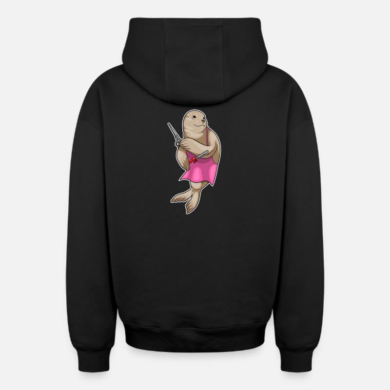 Sceaux-coiffeur Seal - Sweat à capuche unisexe zippé oversize épais SPREAD - noir