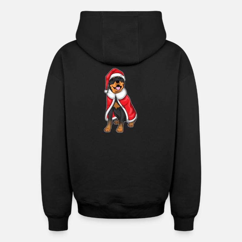 Rottweiler Noël Noël - Sweat à capuche unisexe zippé oversize épais SPREAD - noir
