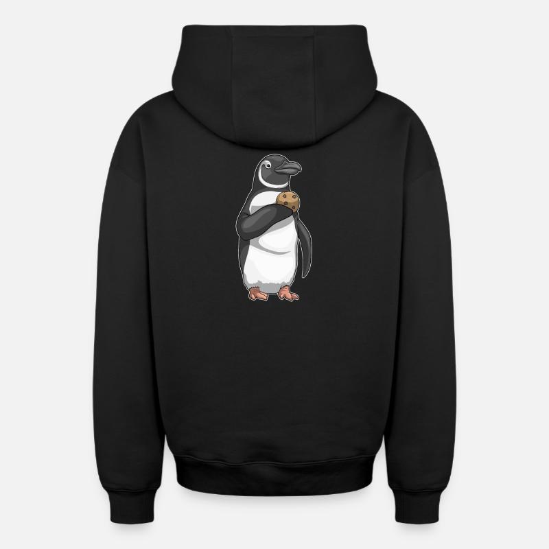 Biscuit pingouin - Sweat à capuche unisexe zippé oversize épais SPREAD - noir