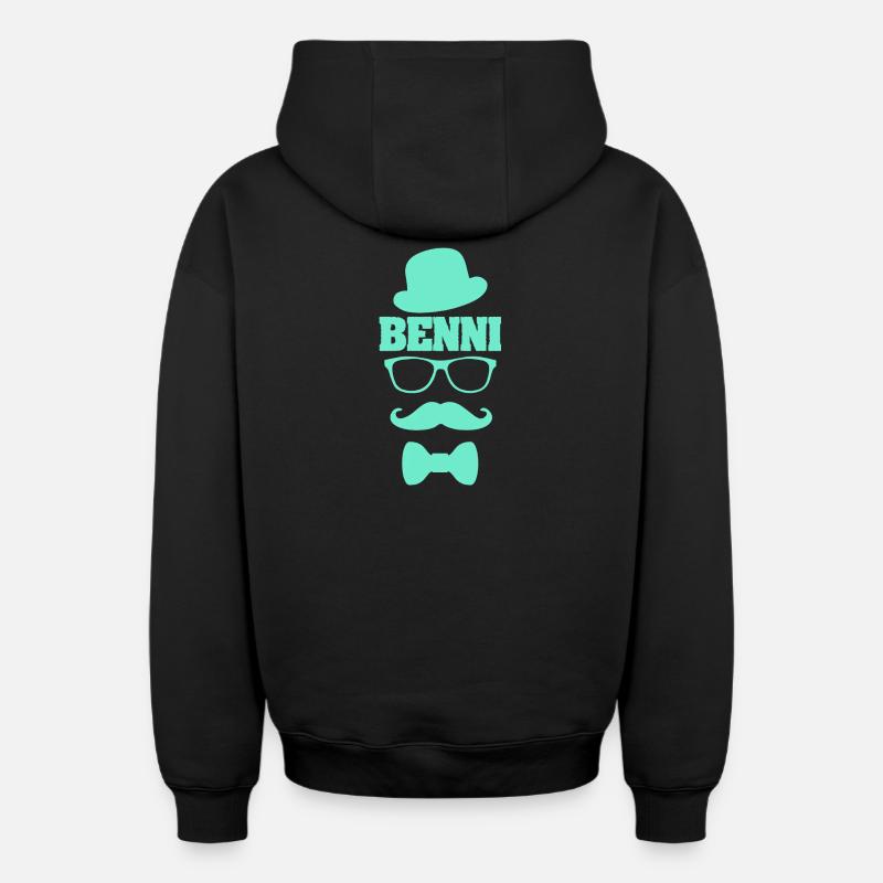 Benni comme prénom - Sweat à capuche unisexe zippé oversize épais SPREAD - noir