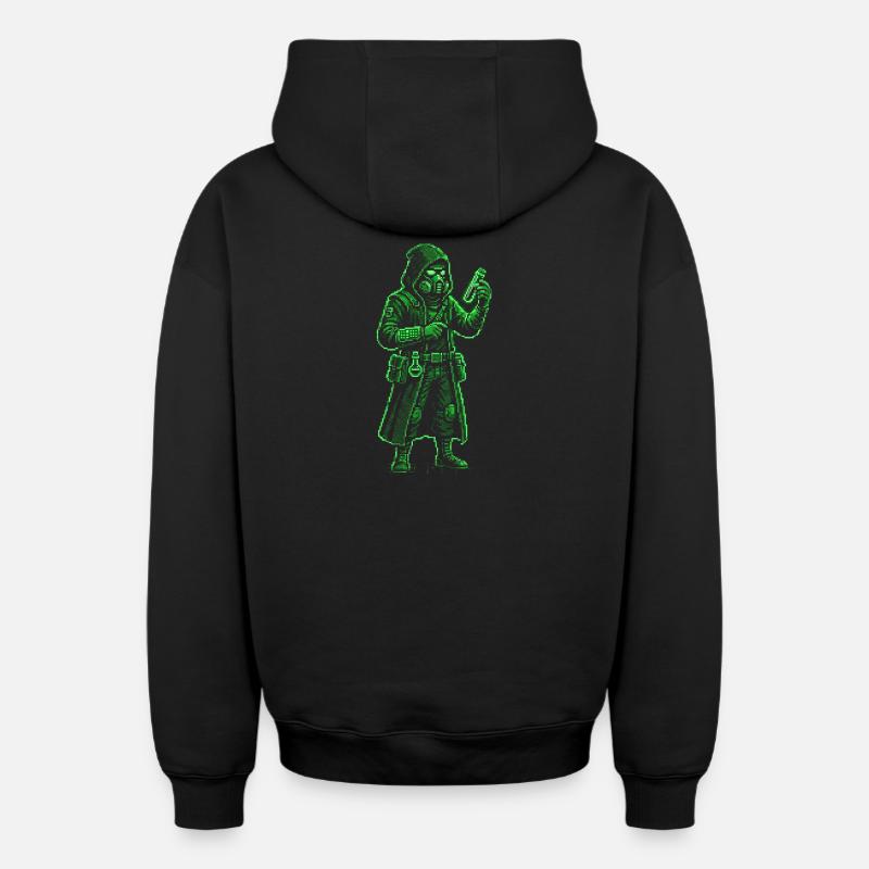 Punk Apothécary Pixel Art Hacker rétro - Sweat à capuche unisexe zippé oversize épais SPREAD - noir