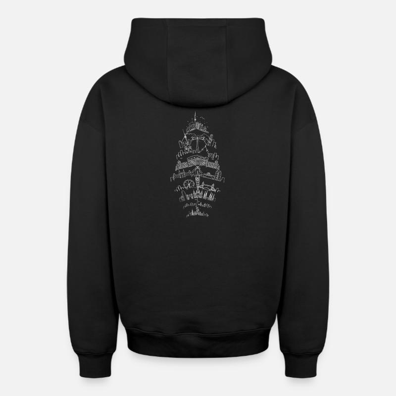 Globetrotteur - Sweat à capuche unisexe zippé oversize épais SPREAD - noir