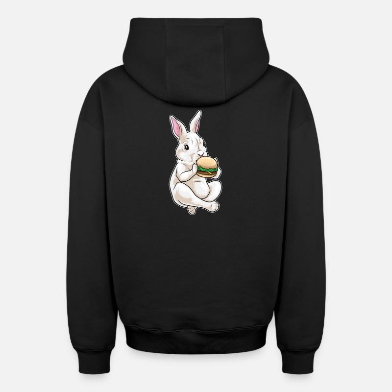 Hamburger lapin - Sweat à capuche unisexe zippé oversize épais SPREAD - noir