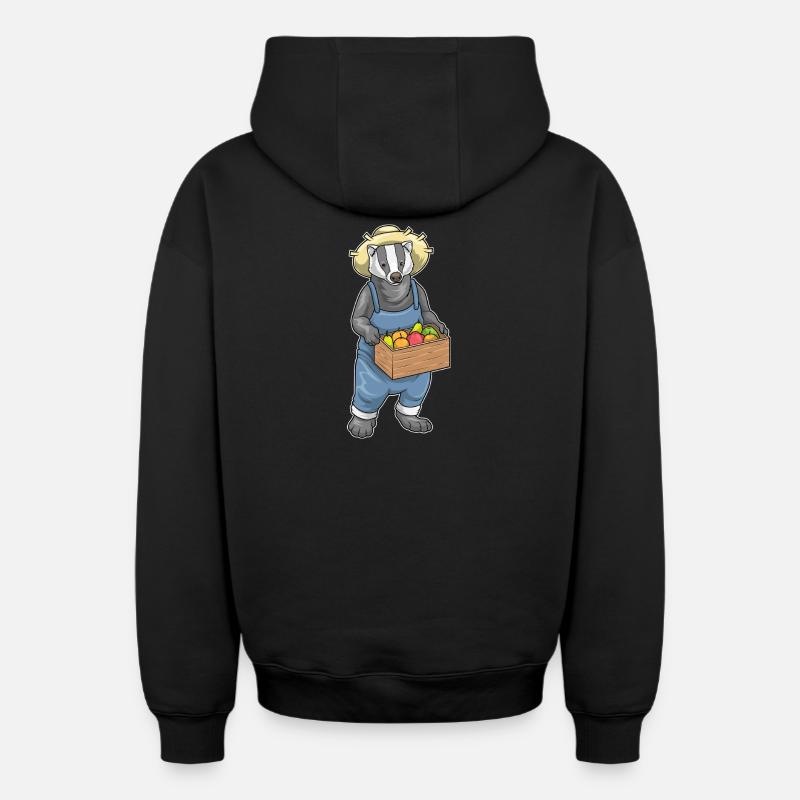 Badger Farmer Fruit - Sweat à capuche unisexe zippé oversize épais SPREAD - noir