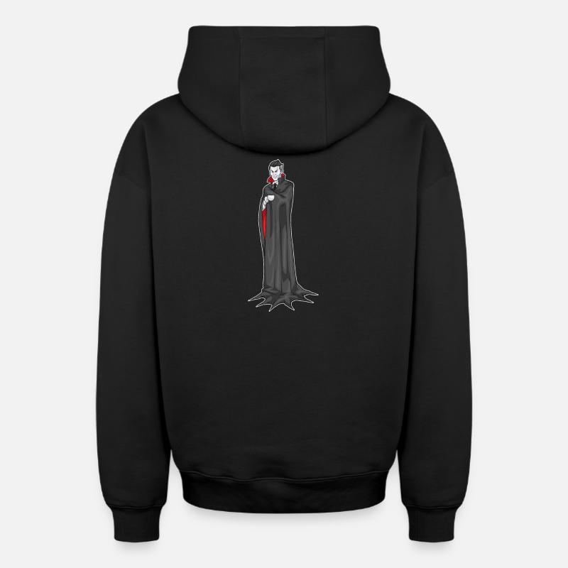Café d’Halloween vampire - Sweat à capuche unisexe zippé oversize épais SPREAD - noir
