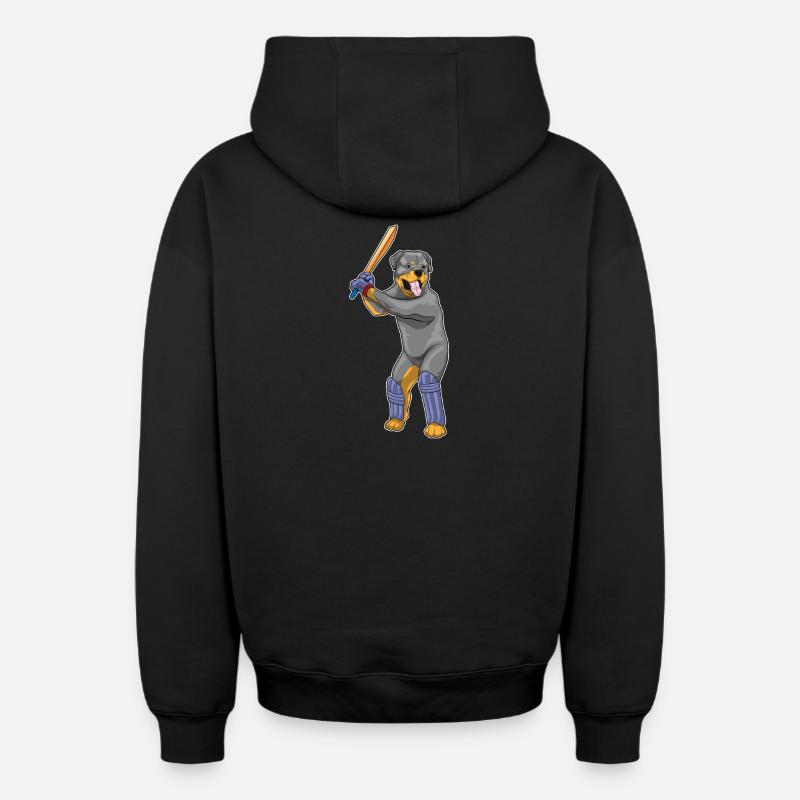 Battes de cricket Rottweiler - Sweat à capuche unisexe zippé oversize épais SPREAD - noir