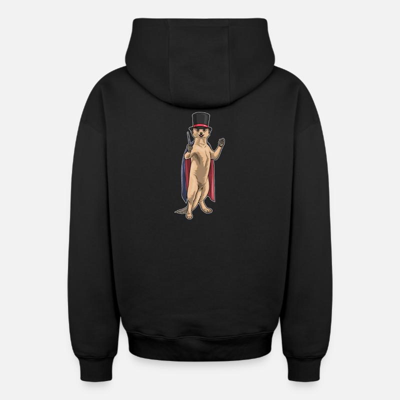 Baguette de sorcier suricate - Sweat à capuche unisexe zippé oversize épais SPREAD - noir