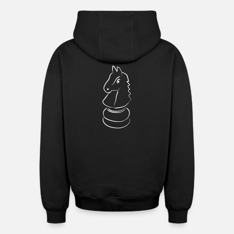 échecs - Sweat à capuche unisexe zippé oversize épais SPREAD - noir