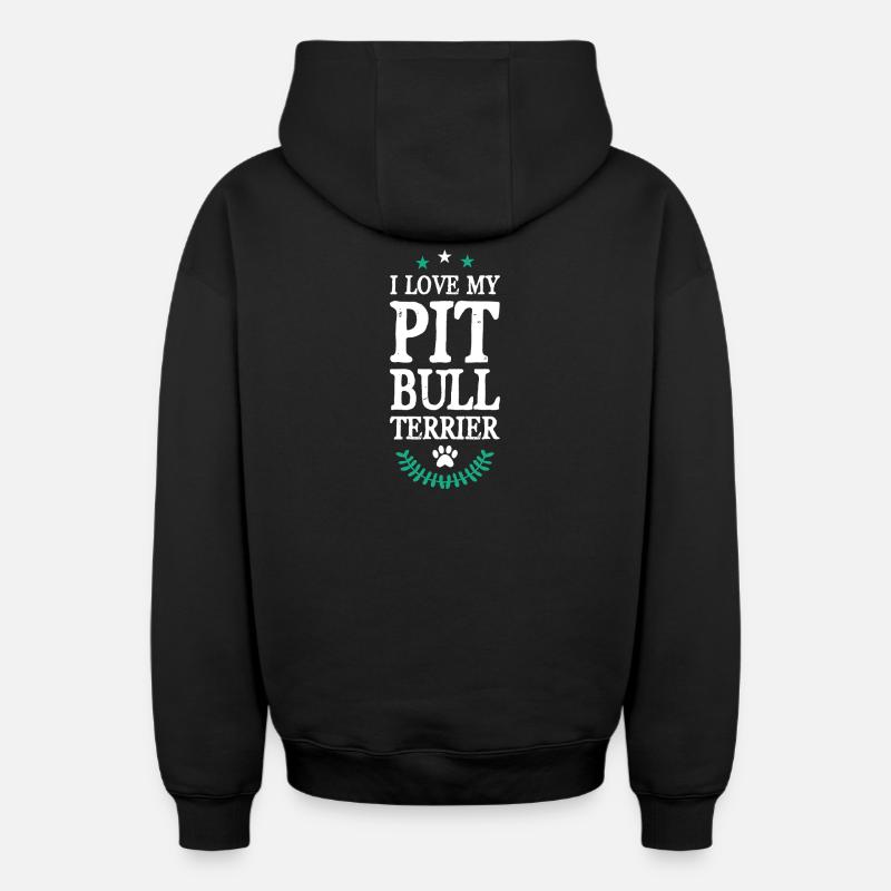PIT_BULL_TERRIER - Sweat à capuche unisexe zippé oversize épais SPREAD - noir