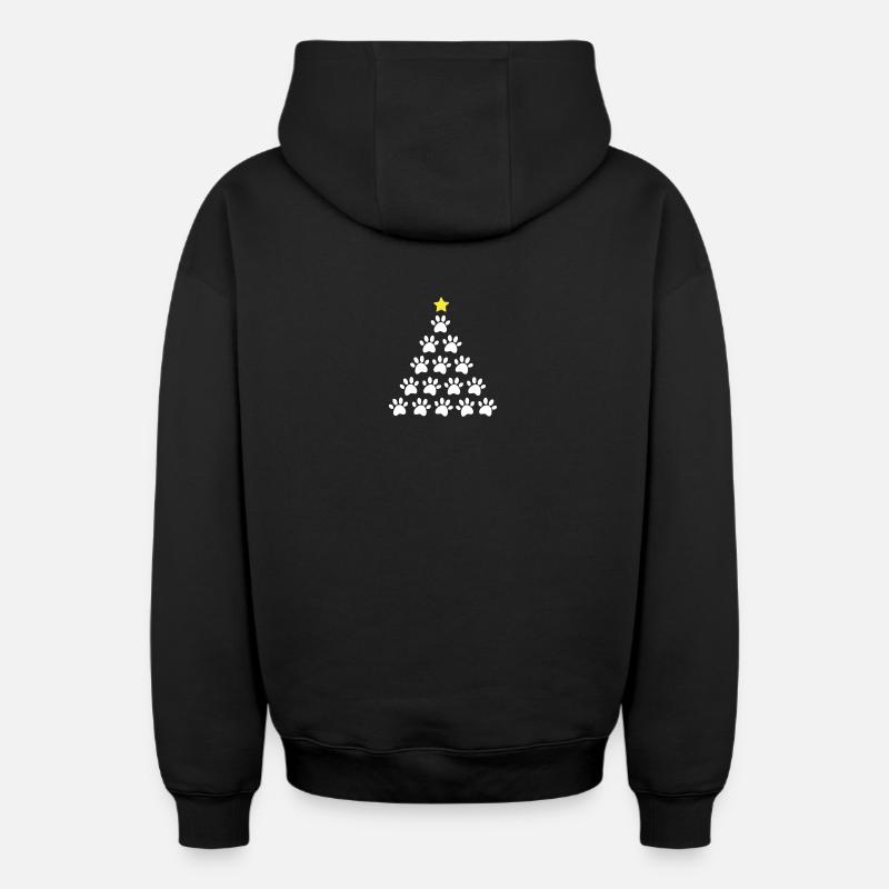 Weihnachtsbaum Pfote - Oversized Heavyweight Unisex Zip Hoodie - Schwarz