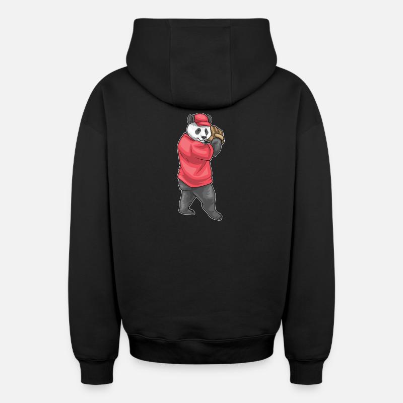 Panda Baseball Gant de baseball - Sweat à capuche unisexe zippé oversize épais SPREAD - noir