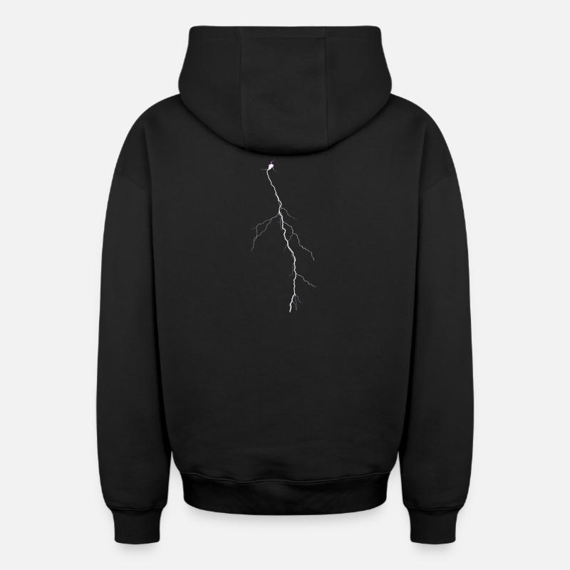 Foudre 2 - Sweat à capuche unisexe zippé oversize épais SPREAD - noir