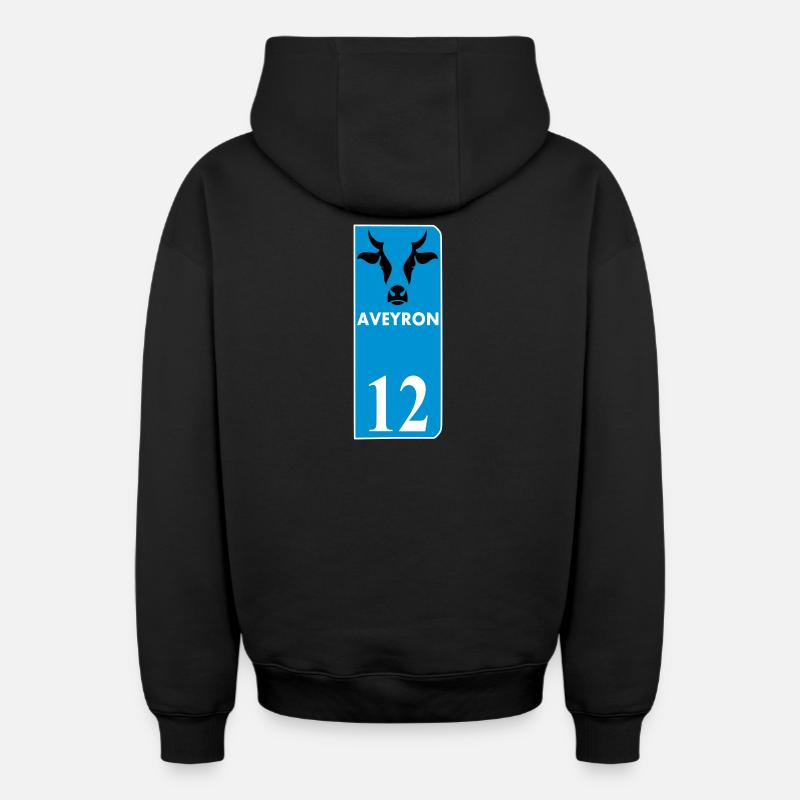 Aveyron - Sweat à capuche unisexe zippé oversize épais SPREAD - noir