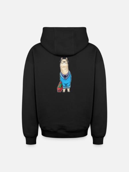 Alpaca Secretary Folder Office - Oversized Heavyweight Unisex Zip Hoodie - black