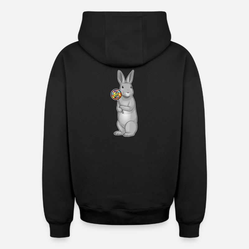 Sucette de lapin - Sweat à capuche unisexe zippé oversize épais SPREAD - noir