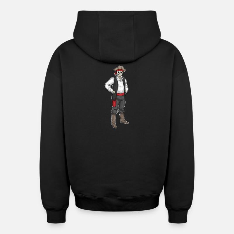Squelette Halloween Pirate - Sweat à capuche unisexe zippé oversize épais SPREAD - noir
