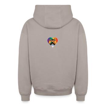 Pride Gaming Controller - Oversized Heavyweight Unisex Zip Hoodie - taupe - Back - AI Model Male 178 light (178cm)