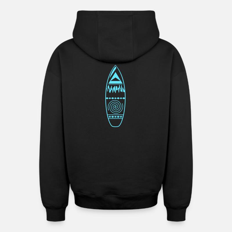 surfboard_design_1 - Sweat à capuche unisexe zippé oversize épais SPREAD - noir