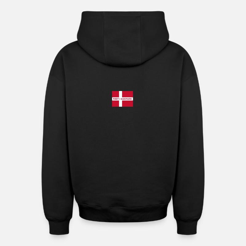 Drapeau danois – Né au Danemark - Sweat à capuche unisexe zippé oversize épais SPREAD - noir
