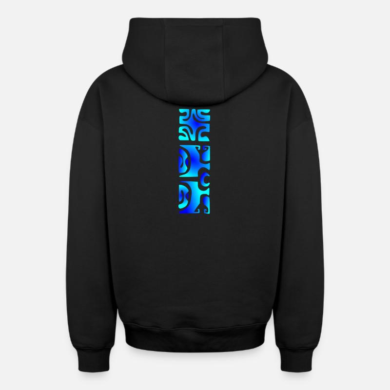 MANA - BLUE LAGOON - Sweat à capuche unisexe zippé oversize épais SPREAD - noir