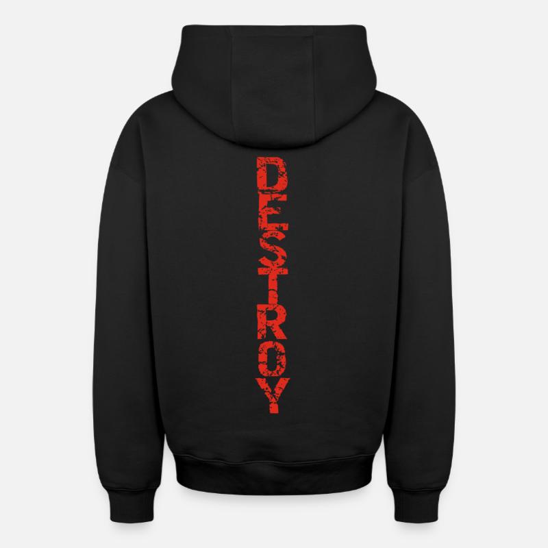 Détruire en rouge - Sweat à capuche unisexe zippé oversize épais SPREAD - noir