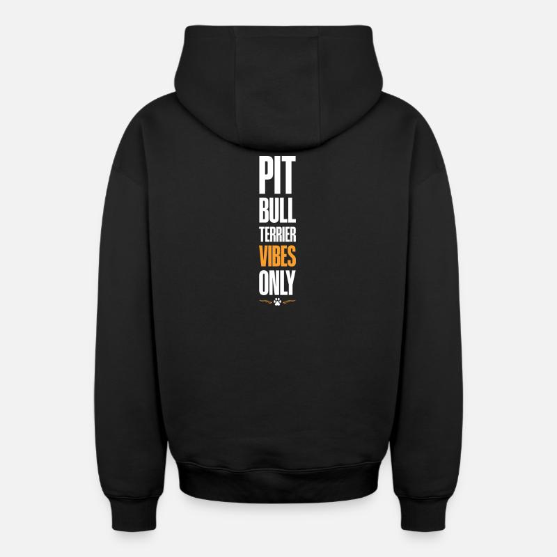 Pitbull Terrier Vibes uniquement - Sweat à capuche unisexe zippé oversize épais SPREAD - noir