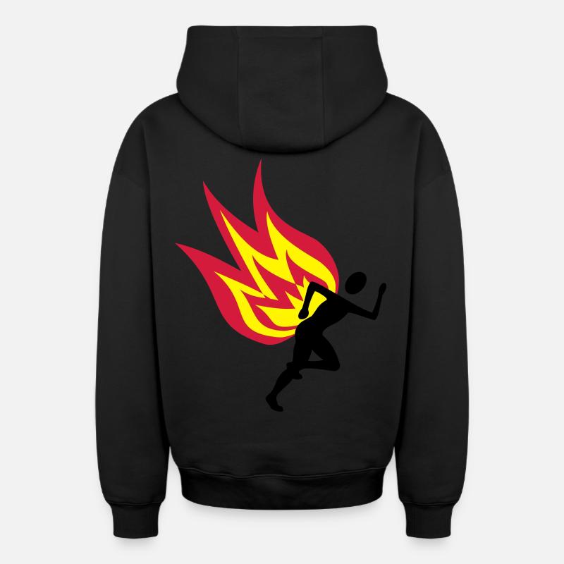 Feu de Jogger - Sweat à capuche unisexe zippé oversize épais SPREAD - noir