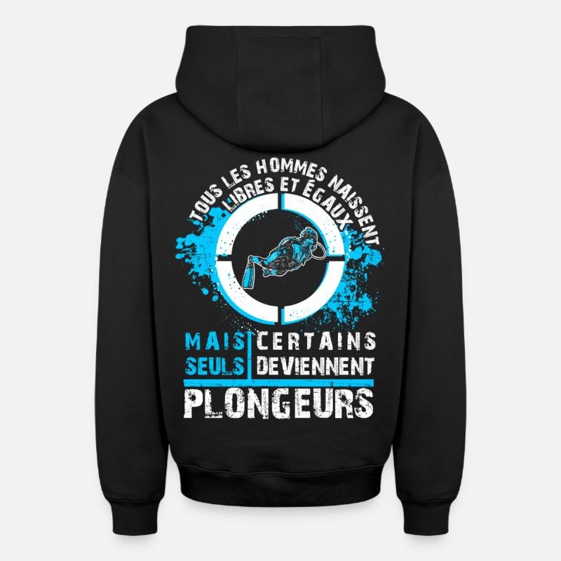 Plongeur libre - Sweat à capuche unisexe zippé oversize épais SPREAD - noir