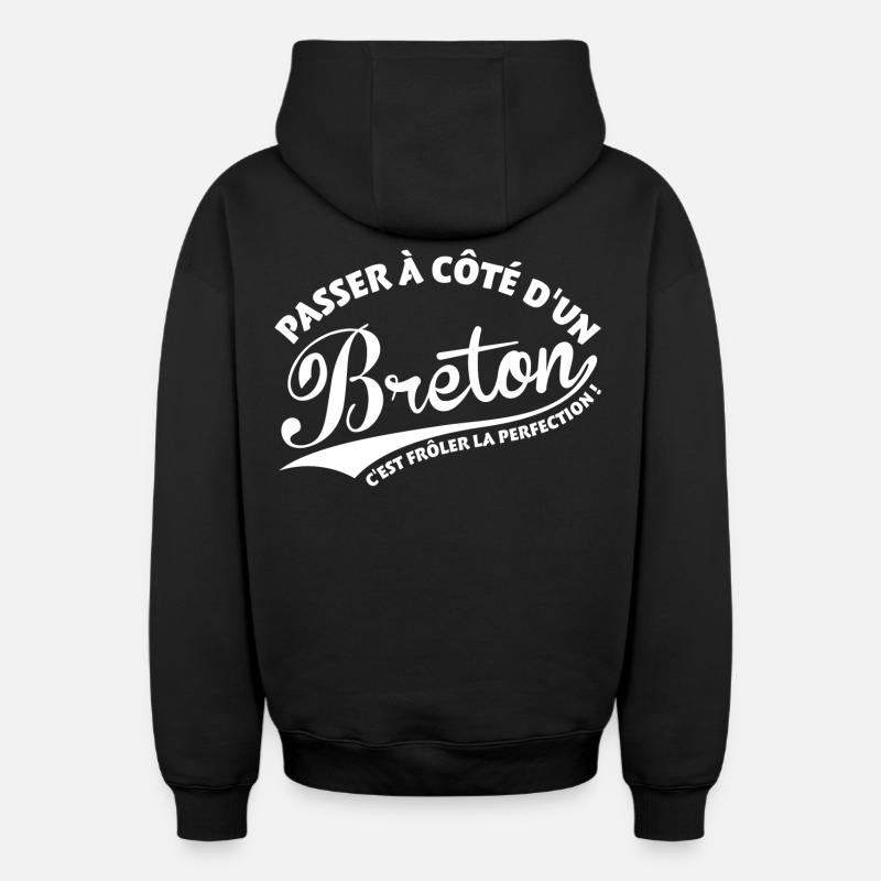 Breton Perfection - Sweat à capuche unisexe zippé oversize épais SPREAD - noir
