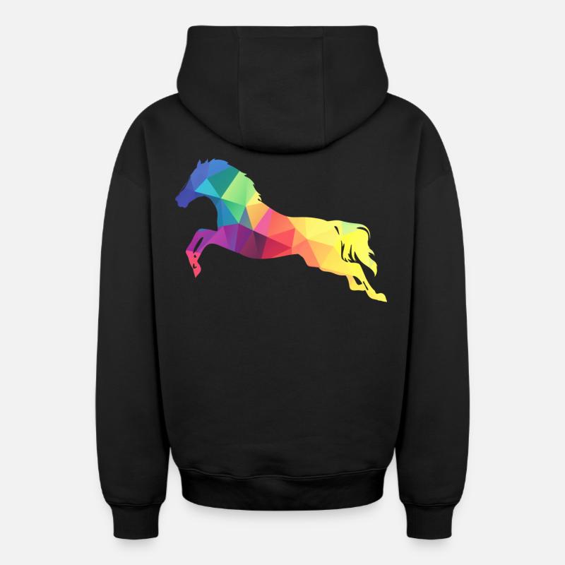 Saut de cheval - Sweat à capuche unisexe zippé oversize épais SPREAD - noir