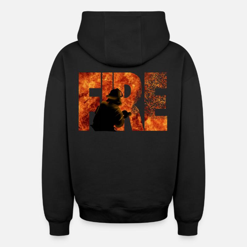 Firefighter - Sweat à capuche unisexe zippé oversize épais SPREAD - noir