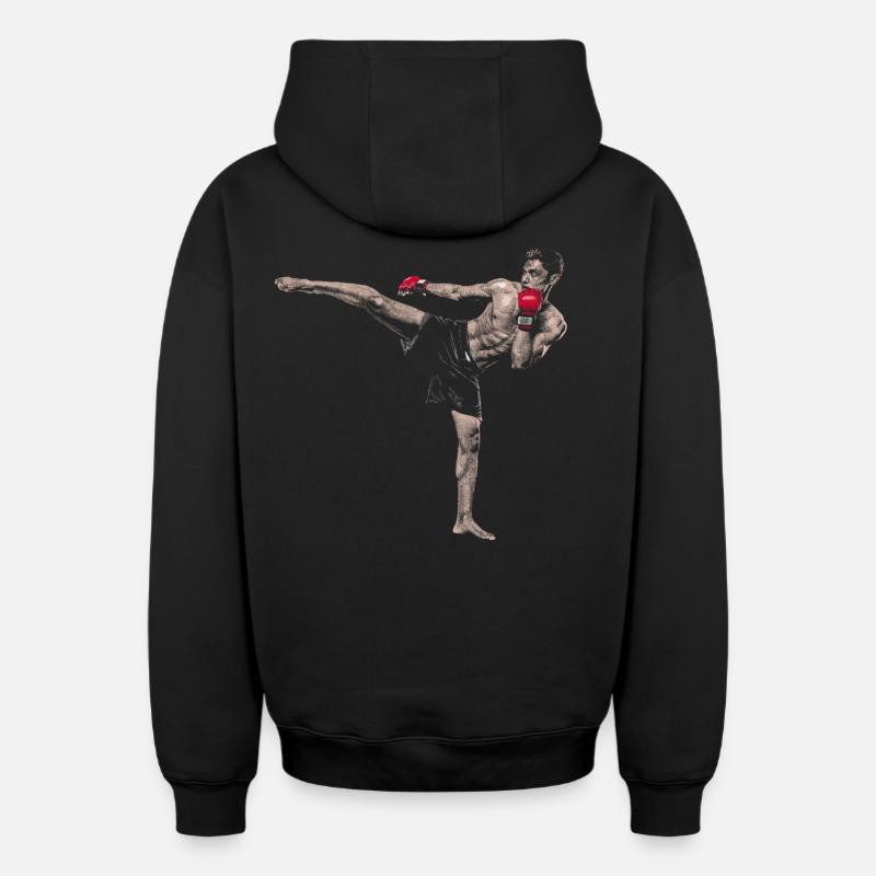 Kickboxer - Sweat à capuche unisexe zippé oversize épais SPREAD - noir