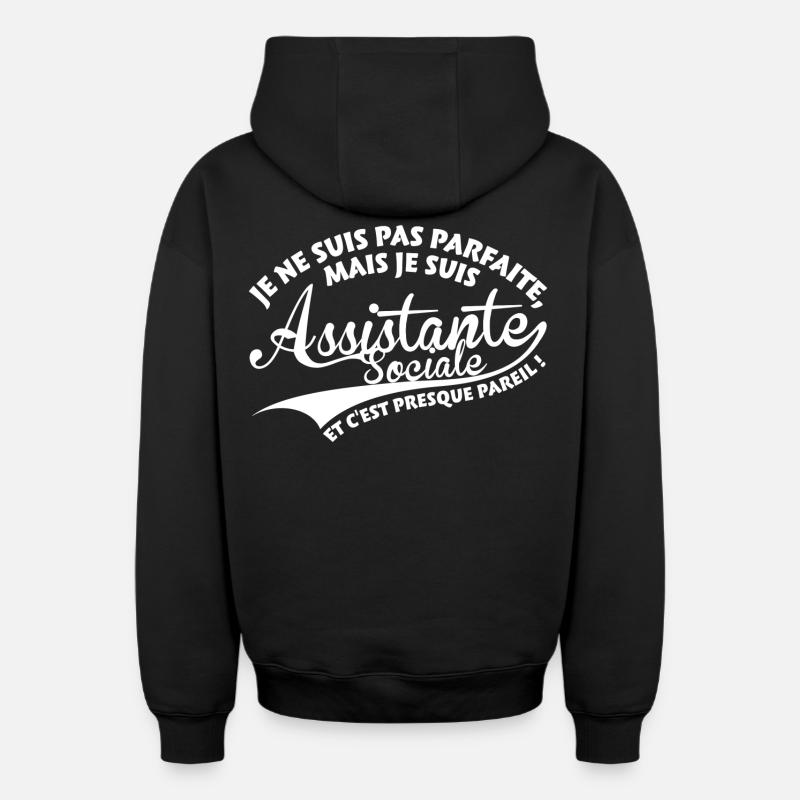 Parfaite Assistante Sociale - Sweat à capuche unisexe zippé oversize épais SPREAD - noir