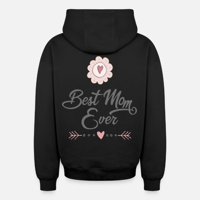 mère - Sweat à capuche unisexe zippé oversize épais SPREAD - noir