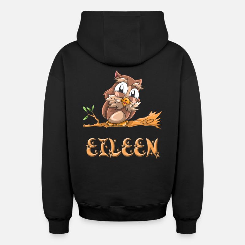 Owl Eileen - Sweat à capuche unisexe zippé oversize épais SPREAD - noir