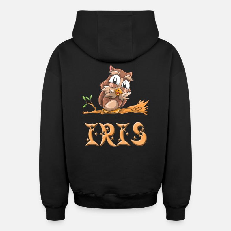 Hibou Iris - Sweat à capuche unisexe zippé oversize épais SPREAD - noir