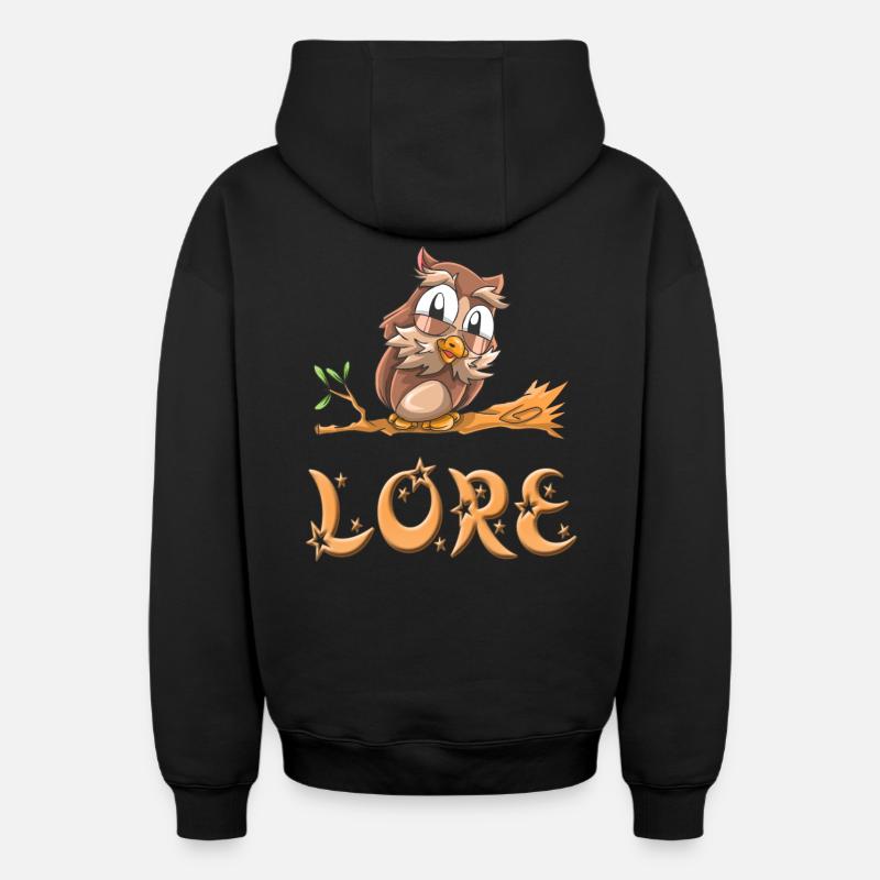 Hibou Lore - Sweat à capuche unisexe zippé oversize épais SPREAD - noir