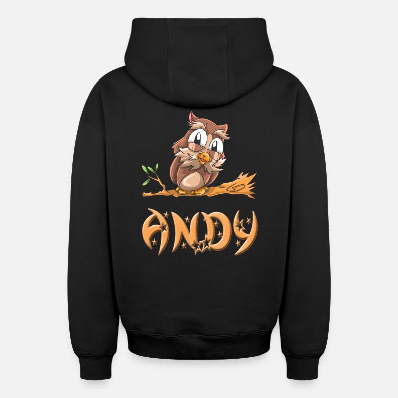 Hibou Andy - Sweat à capuche unisexe zippé oversize épais SPREAD - noir