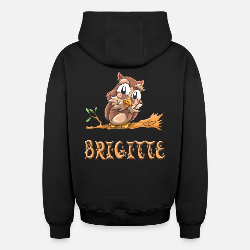 Hibou Brigitte - Sweat à capuche unisexe zippé oversize épais SPREAD - noir