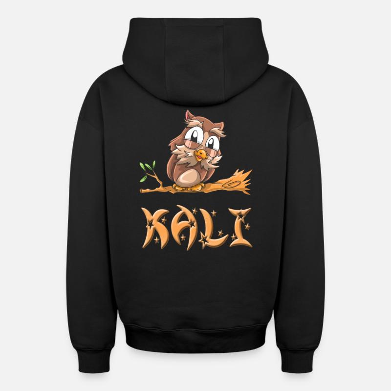 Hibou Kali - Sweat à capuche unisexe zippé oversize épais SPREAD - noir