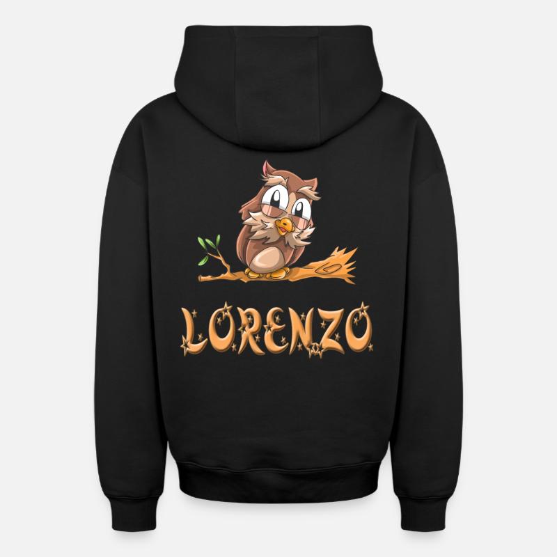 Owl Lorenzo - Sweat à capuche unisexe zippé oversize épais SPREAD - noir