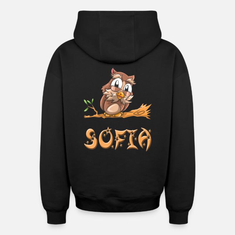 Owl Sofia - Sweat à capuche unisexe zippé oversize épais SPREAD - noir