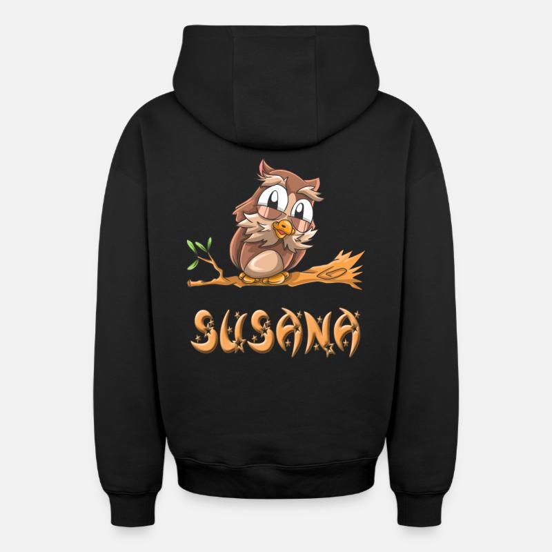 Owl Susana - Sweat à capuche unisexe zippé oversize épais SPREAD - noir