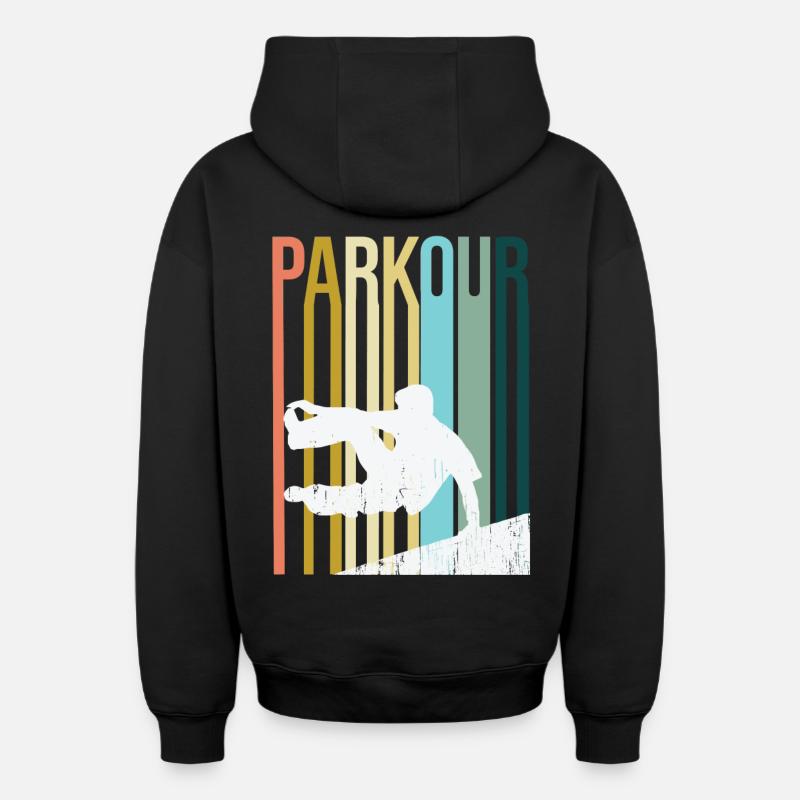 Parkour Rétro - Sweat à capuche unisexe zippé oversize épais SPREAD - noir