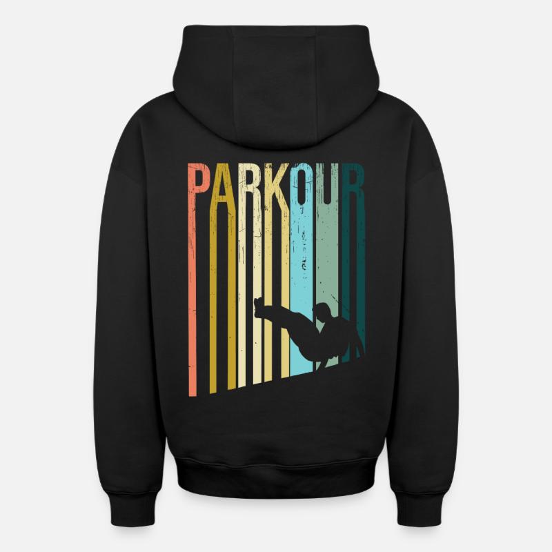 Parkour Rétro - Sweat à capuche unisexe zippé oversize épais SPREAD - noir