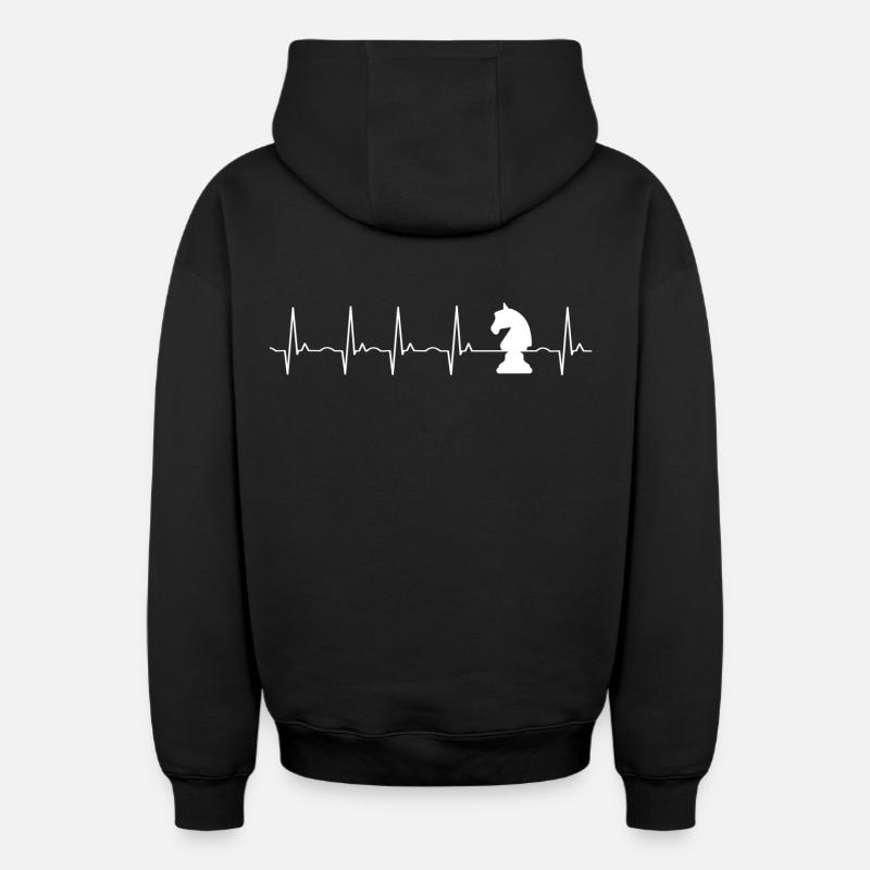 échecs - Sweat à capuche unisexe zippé oversize épais SPREAD - noir