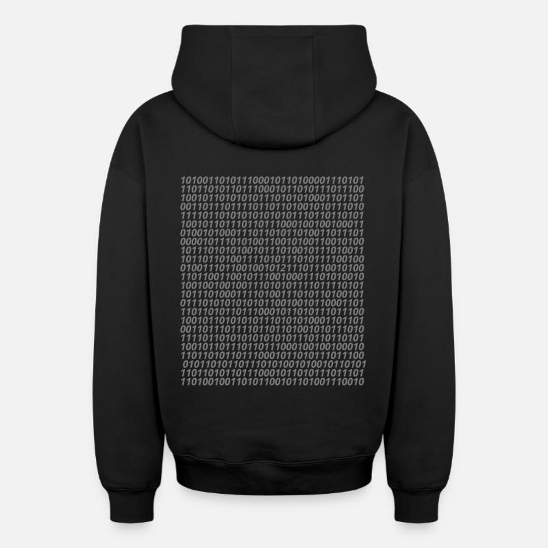 Binär Code Logo - Oversized Heavyweight Unisex Zip Hoodie - Schwarz