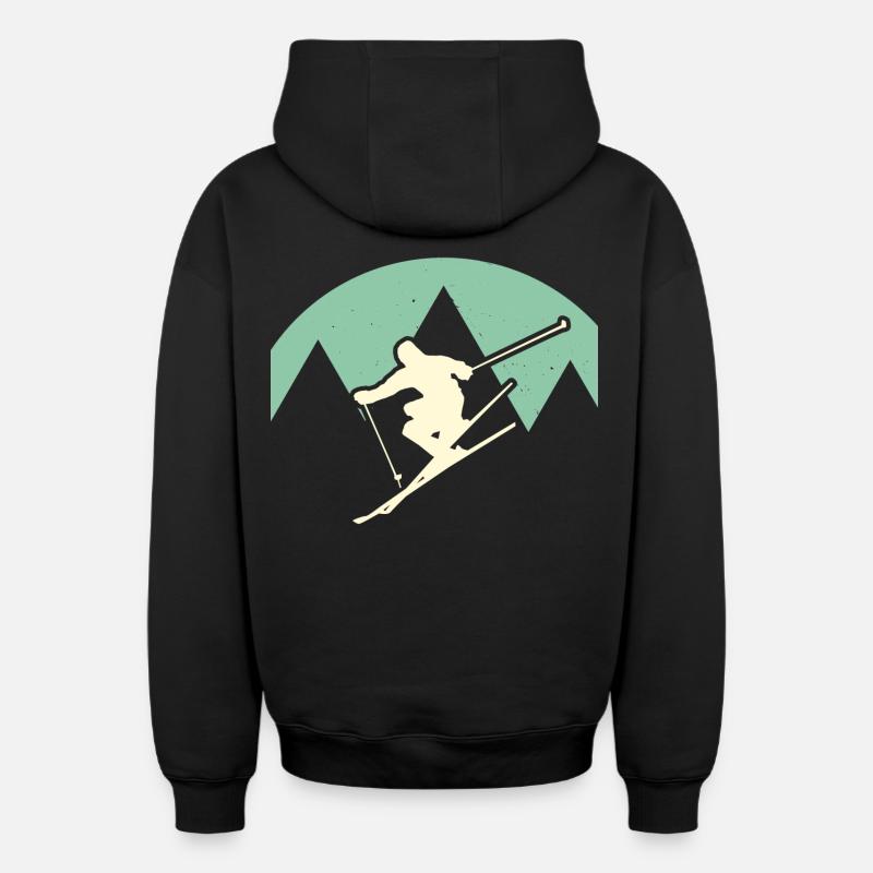 skieur - Sweat à capuche unisexe zippé oversize épais SPREAD - noir