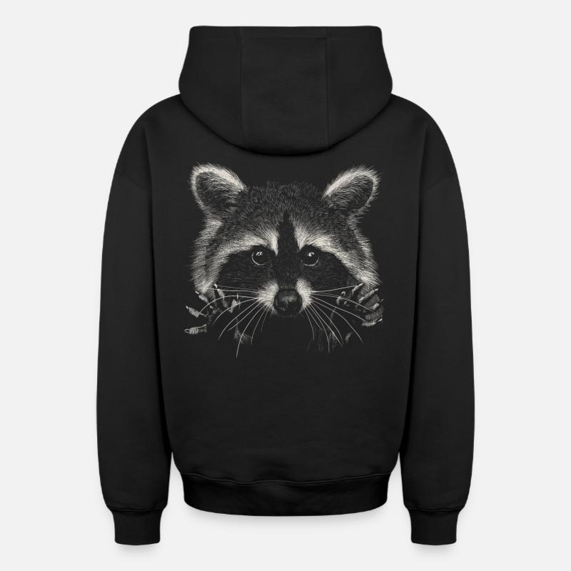 Raton laveur - Sweat à capuche unisexe zippé oversize épais SPREAD - noir